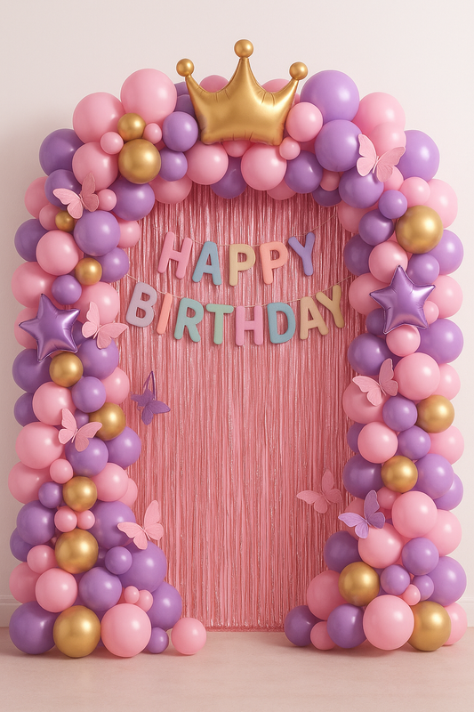 Princess Happy Birthday Decoration Theme Set Purple and Pink