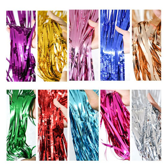 Pack of 2 Back Foil Curtains For Parties and Decoration