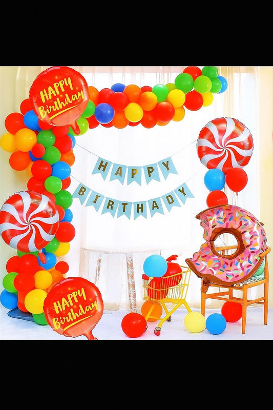 Donut Theme Happy Birthday Decoration theme set