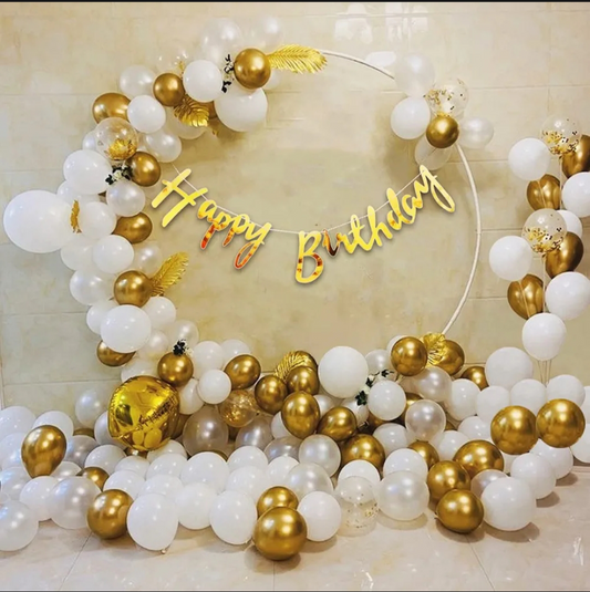 White and Golden Happy Birthday Decoration theme Set