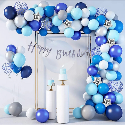 Blue and Silver Happy Birthday Decoration theme set
