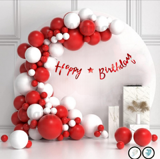 Red and White Happy Birthday Decoration Theme Set