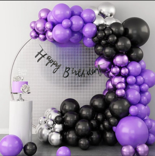 Black and Purple Happy Birthday Decoration Theme Set
