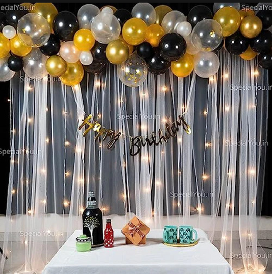 Black and Golden Happy Birthday Decoration Theme Set